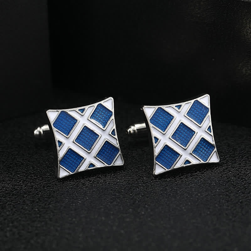Men's Classic Blue Enamel Snowflake Cufflinks - Image 14