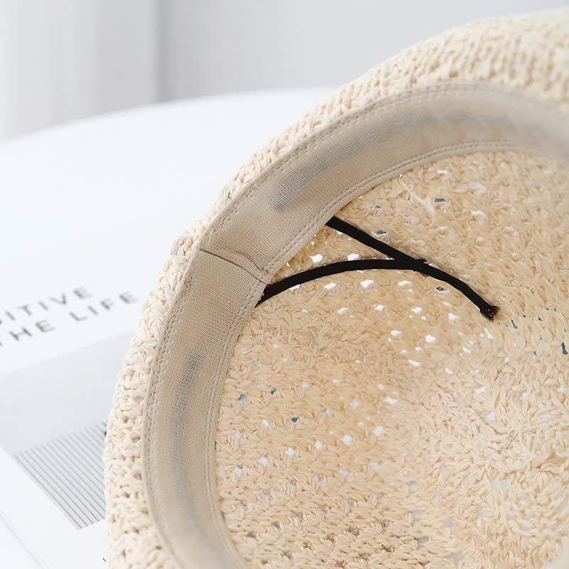 Men's Classic British-style Leather Strap Straw Fedora Hat - Image 4
