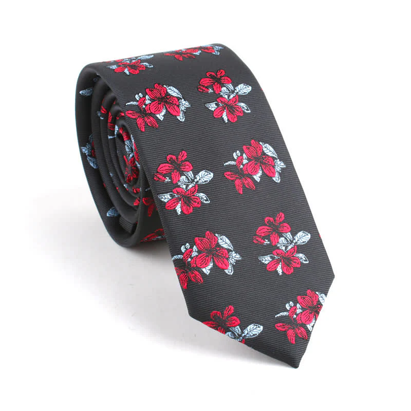 Men's Classic Chic Gentleman Skinny Floral Necktie - Image 3