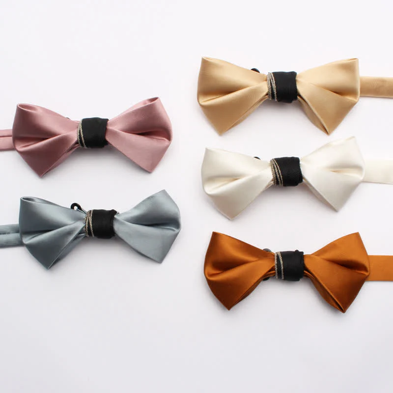 Men's Classic Glossy Solid Colored Bow Tie - Image 13