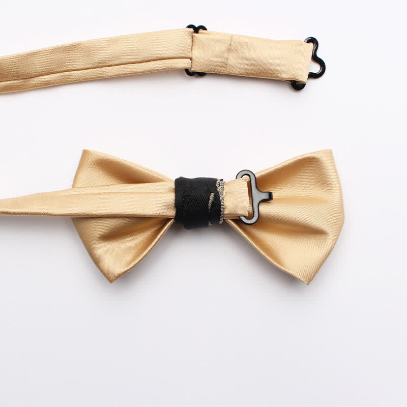Men's Classic Glossy Solid Colored Bow Tie - Image 15