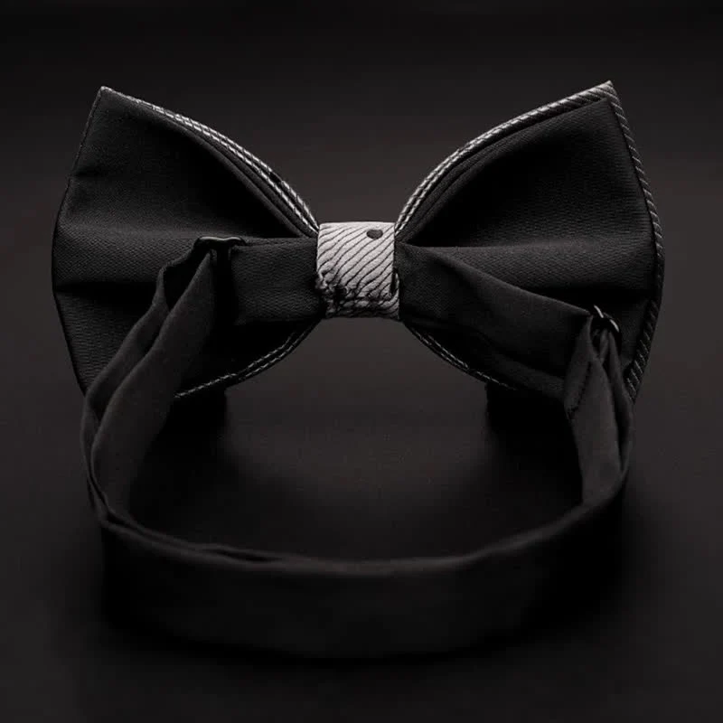 Men's Classic Gray Polka Dots Bow Tie - Image 7
