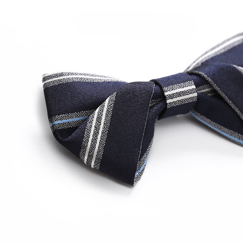 Men's Classic Navy Striped Business Bow Tie - Image 4