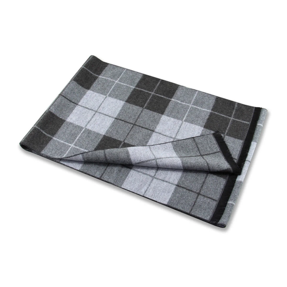 Men's Classic Plaid Tassel Warm Scarf - Image 12