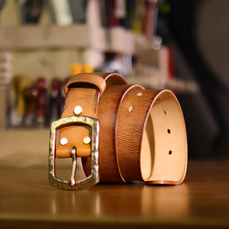Men's Classic Retro Distressed Design Leather Belt - Image 6