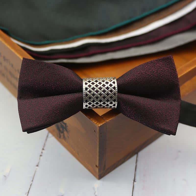 Men's Classic Silver Metal Core Wedding Bow Tie - Image 10