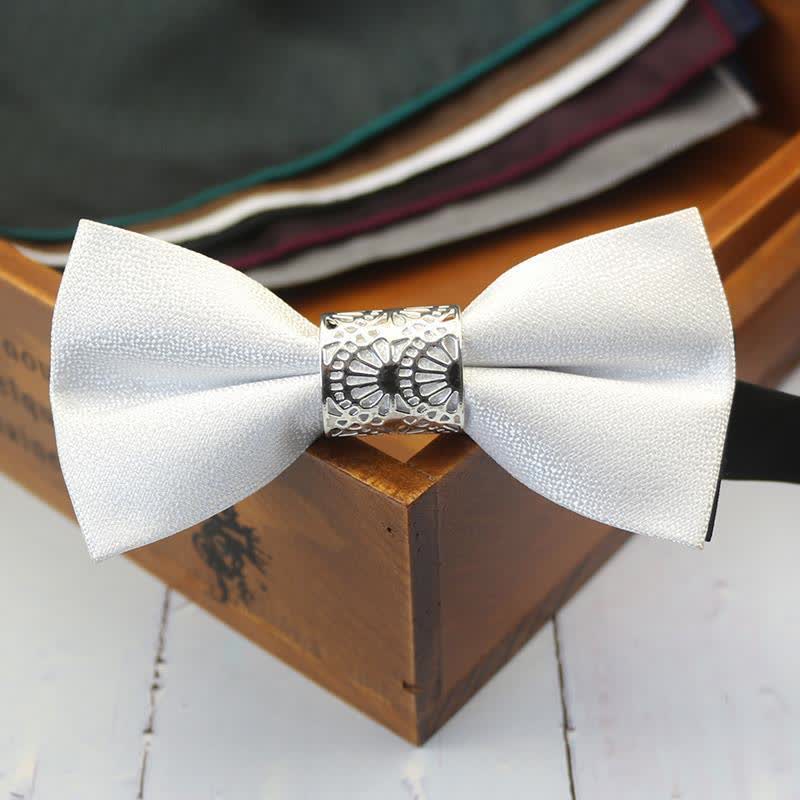 Men's Classic Silver Metal Core Wedding Bow Tie - Image 5