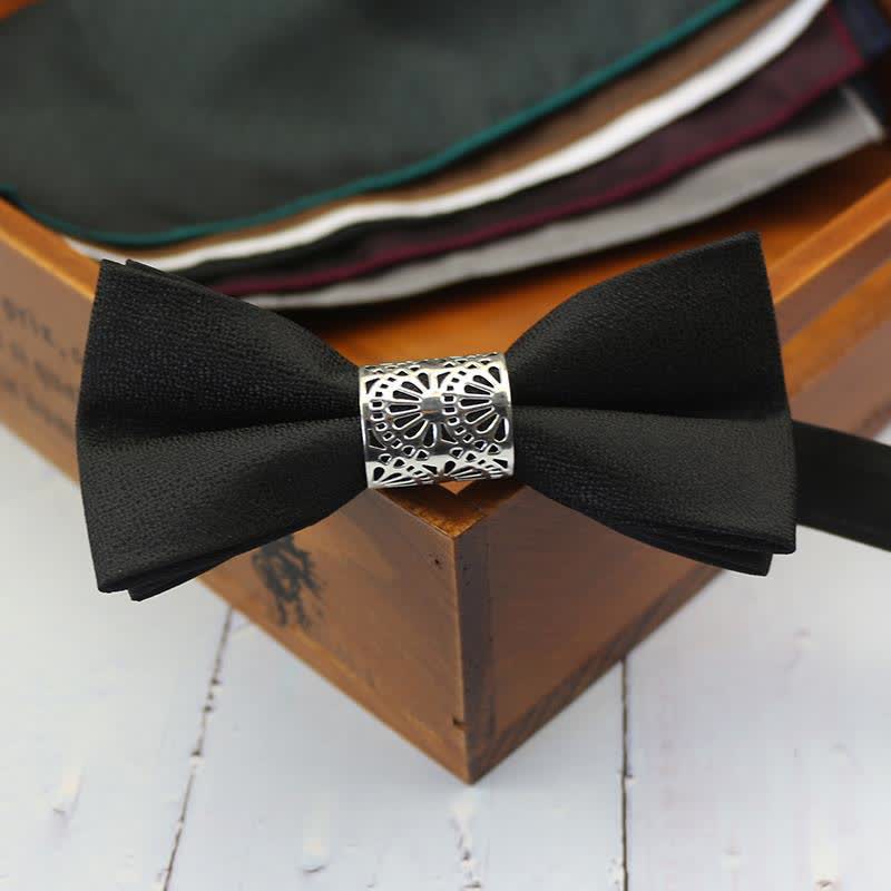 Men's Classic Silver Metal Core Wedding Bow Tie - Image 6