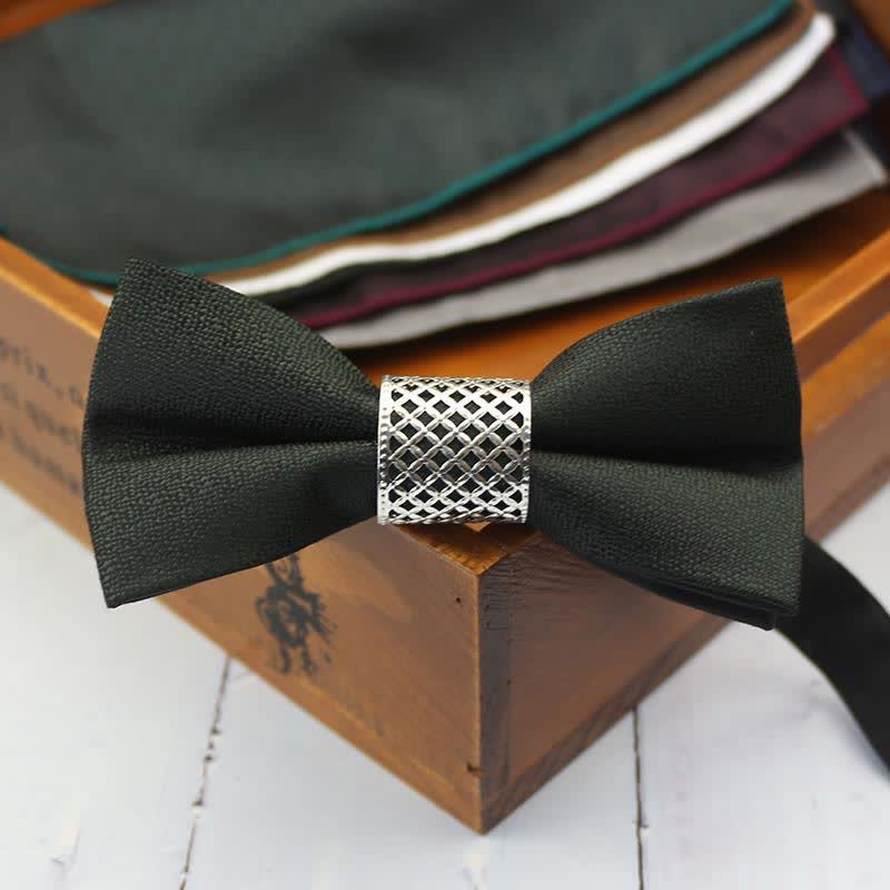 Men's Classic Silver Metal Core Wedding Bow Tie - Image 7