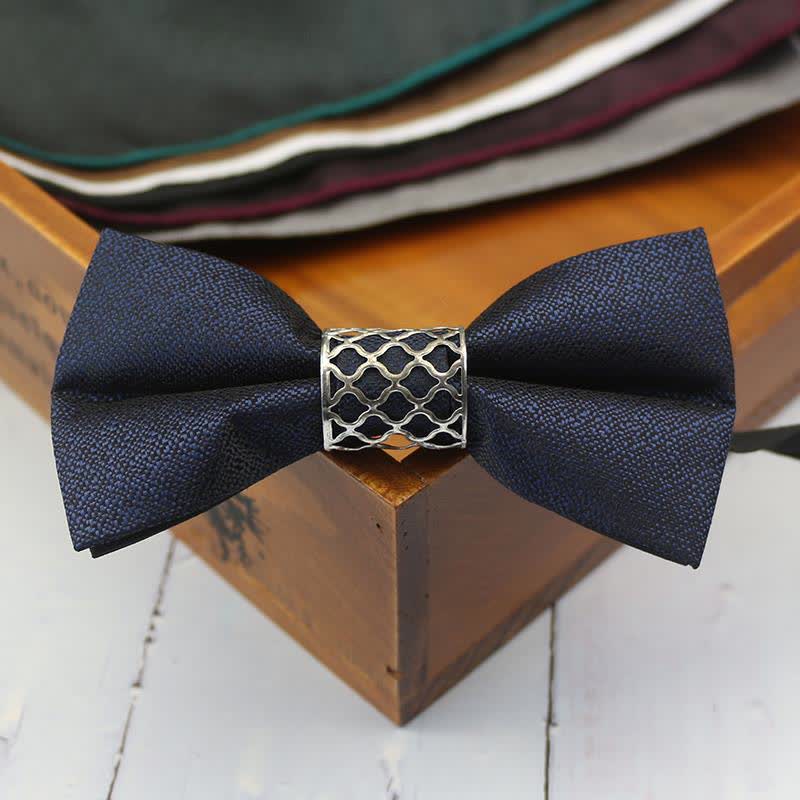 Men's Classic Silver Metal Core Wedding Bow Tie - Image 8
