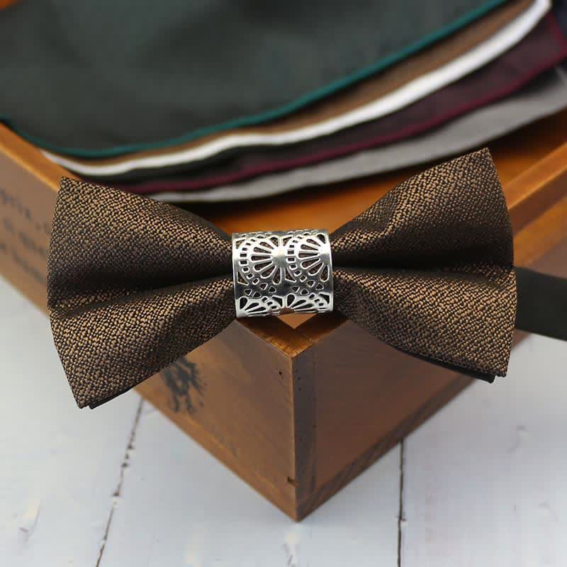 Men's Classic Silver Metal Core Wedding Bow Tie - Image 9
