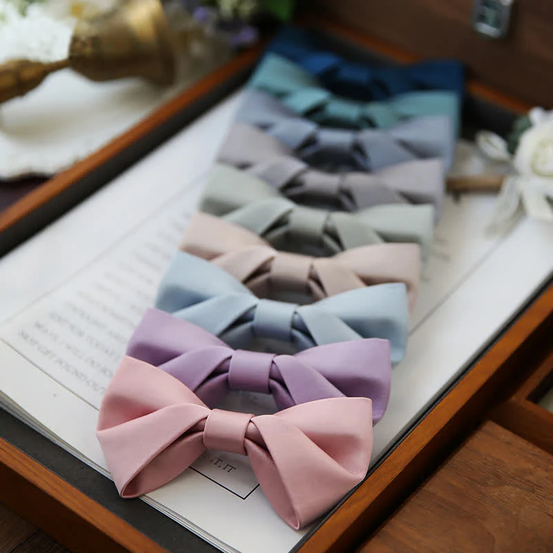 Men's Classic Simple Solid Color Wedding Bow Tie - Image 6