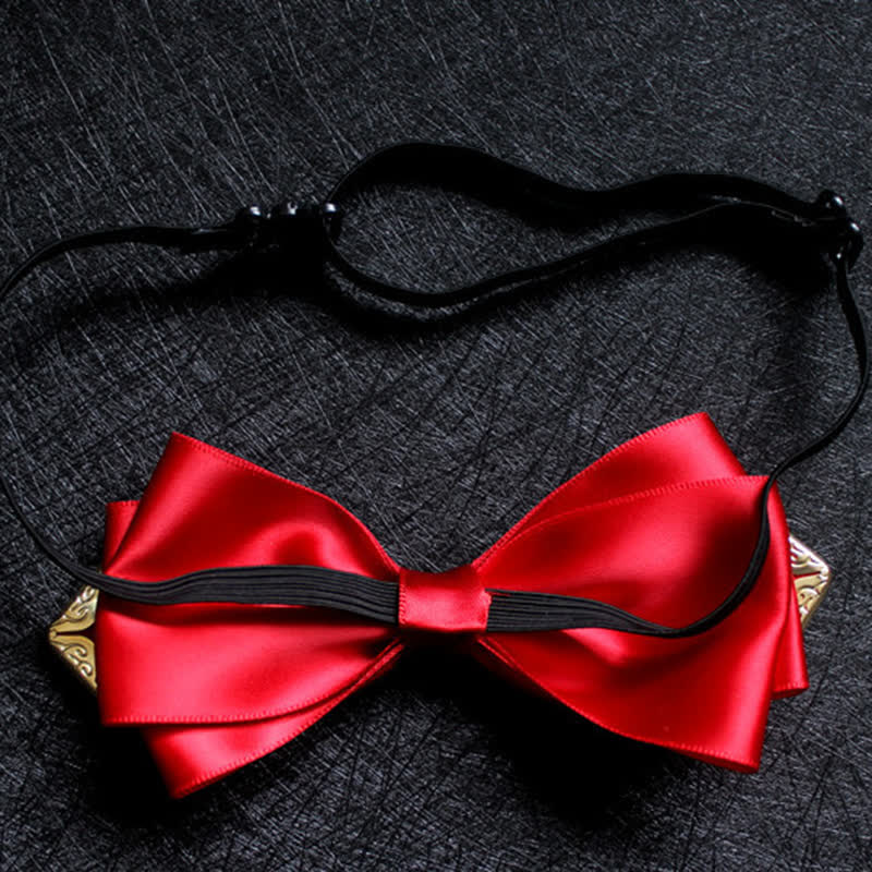 Men's Classic Solid Color Golden Tipped Bow Tie - Image 3