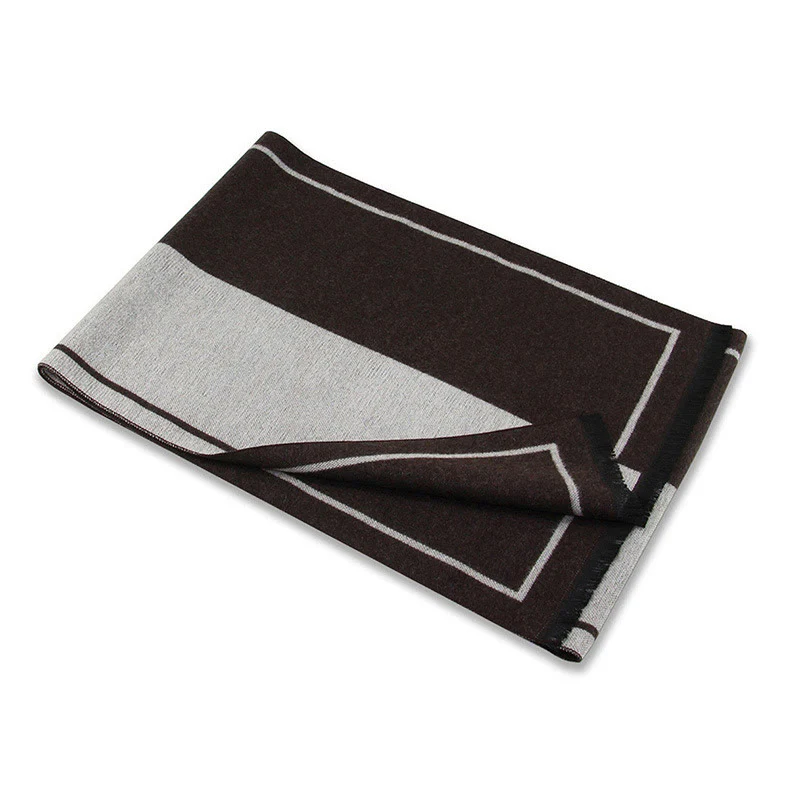 Men's Classic Striped Accent Warm Tassel Scarf - Image 7