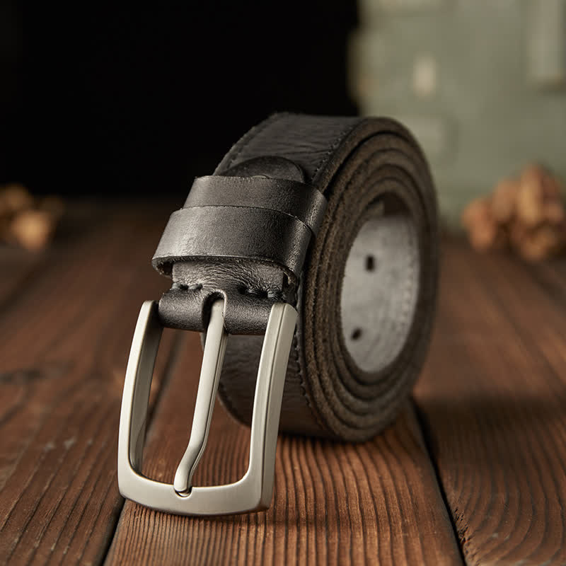 Men's Classic Textured Cowboy Leather Belt - Image 11