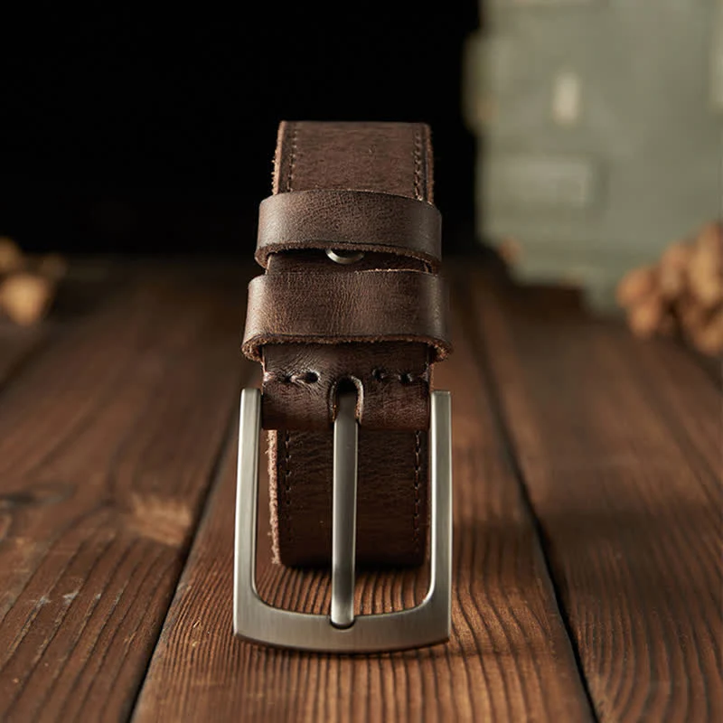Men's Classic Textured Cowboy Leather Belt - Image 5