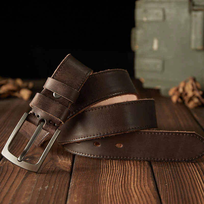 Men's Classic Textured Cowboy Leather Belt - Image 6