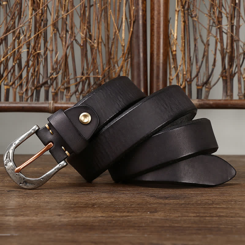 Men's Classic Vintage Carved Buckle Leather Belt - Image 5