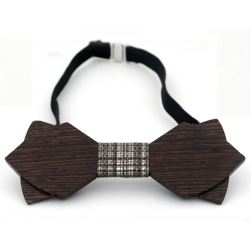 Men's Classic Vintage Double Layered Wooden Bow Tie - Image 10