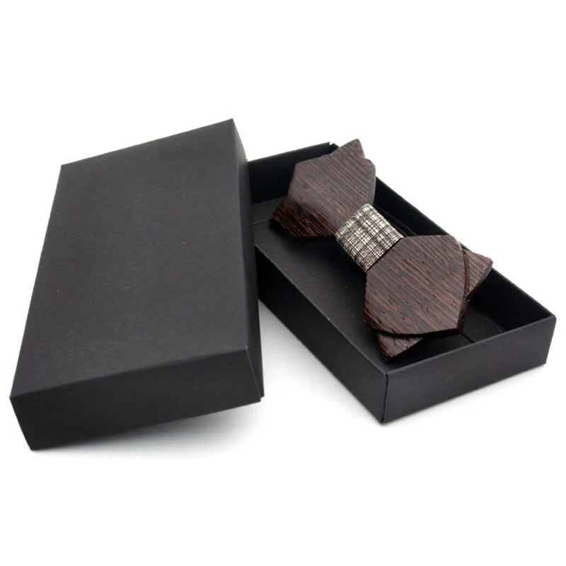 Men's Classic Vintage Double Layered Wooden Bow Tie - Image 11