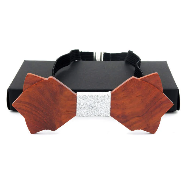 Men's Classic Vintage Double Layered Wooden Bow Tie - Image 12