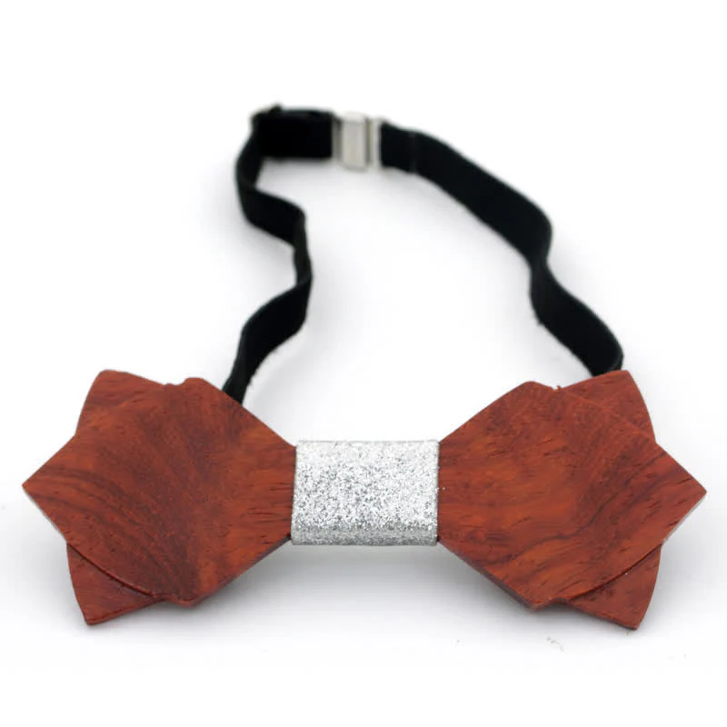 Men's Classic Vintage Double Layered Wooden Bow Tie - Image 13