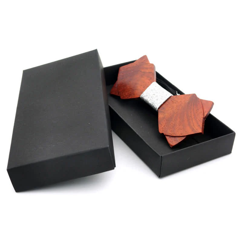 Men's Classic Vintage Double Layered Wooden Bow Tie - Image 14