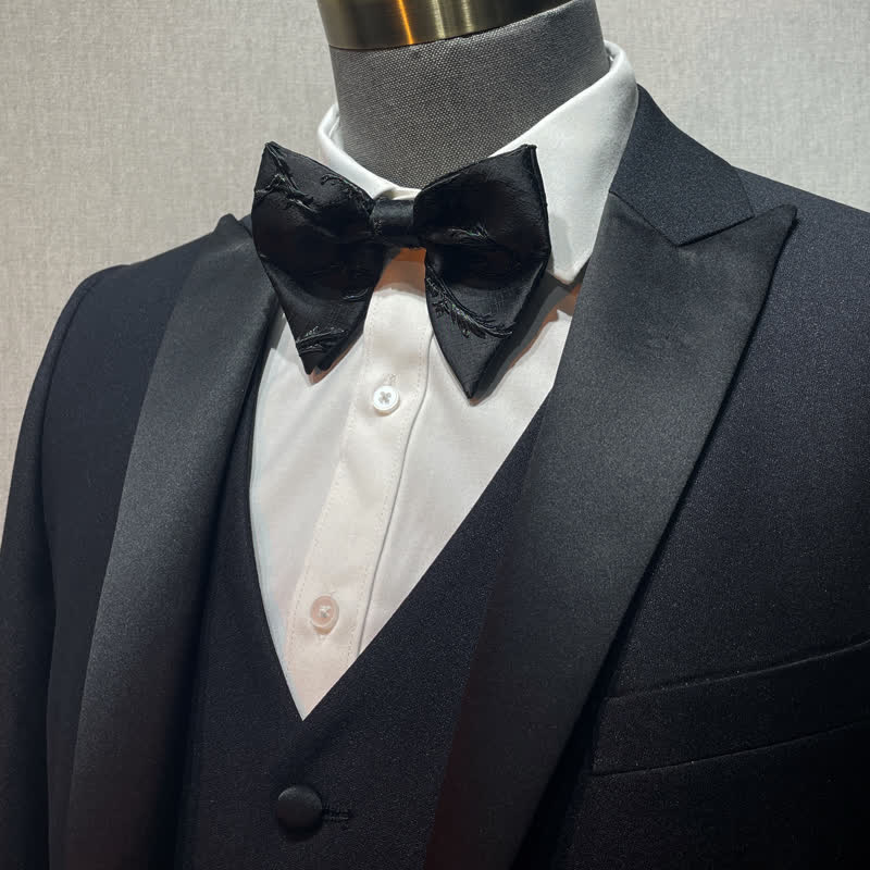 Men's Classical Floral Jacquard Oversized Pointed Bow Tie - Image 4