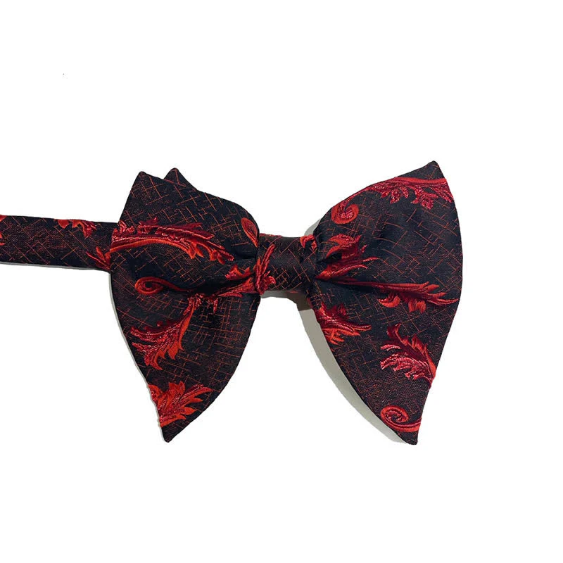 Men's Classical Floral Jacquard Oversized Pointed Bow Tie - Image 6