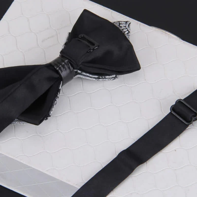 Men's Classical Paisley Crystal Bow Tie with Lapel Pin - Image 3