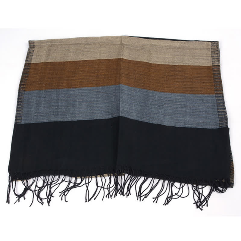 Men's Classical Striped Double-sided Tassel Scarf - Image 5