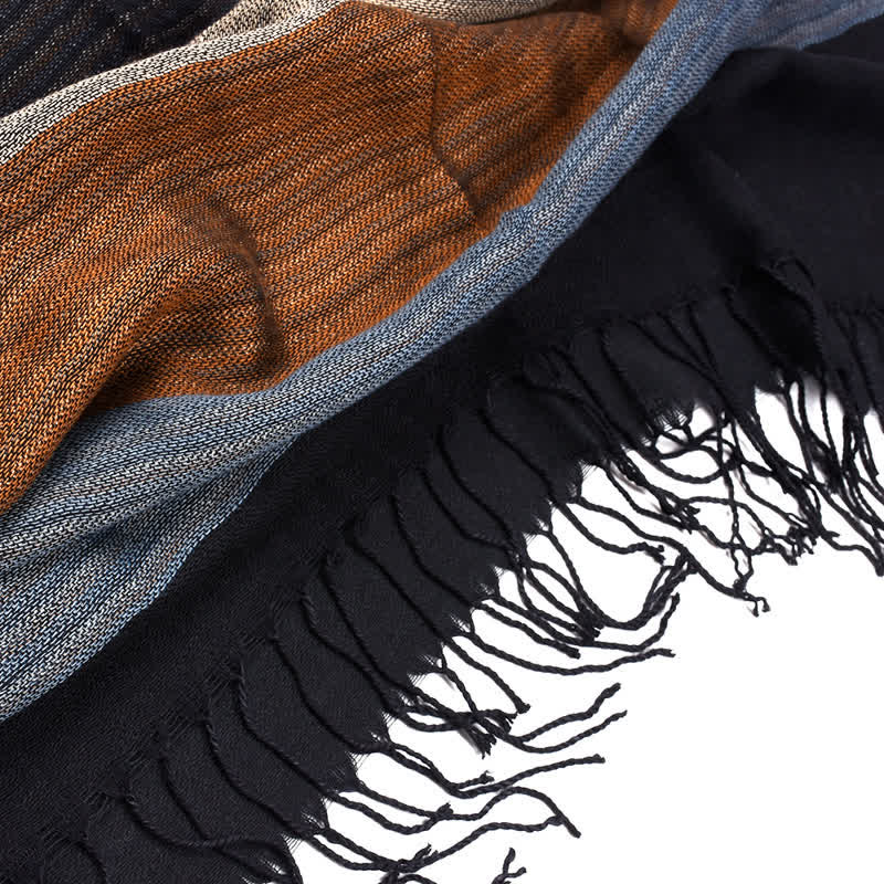 Men's Classical Striped Double-sided Tassel Scarf - Image 7