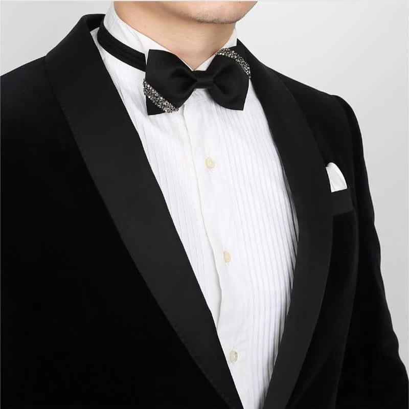 Men's Classy Rhinestone Wedding Bow Tie - Image 5