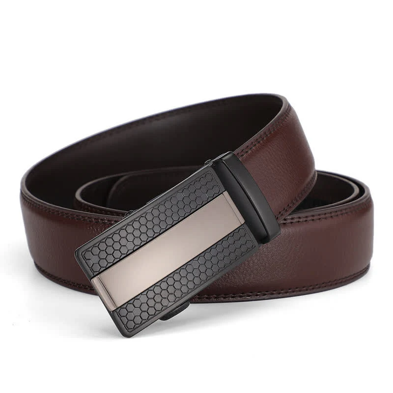 Men's Classy Sliding Buckle Ratchet Leather Belt - Image 8