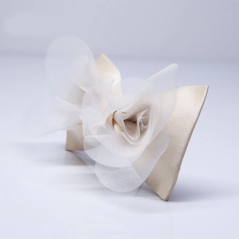 Men's Classy Warm Ivory White Organza Bow Tie - Image 2
