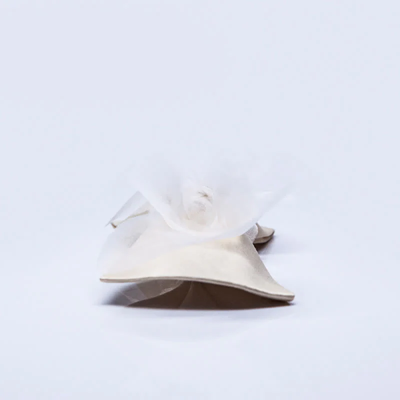 Men's Classy Warm Ivory White Organza Bow Tie - Image 4