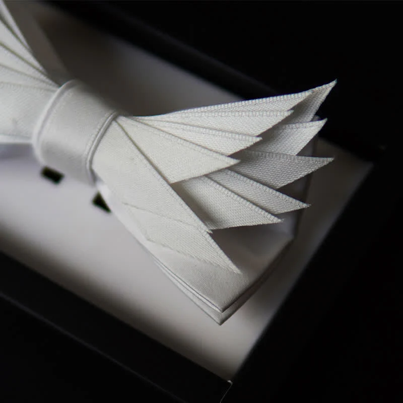 Men's Clean Pure Wihte Wings Shape Bow Tie - Image 4