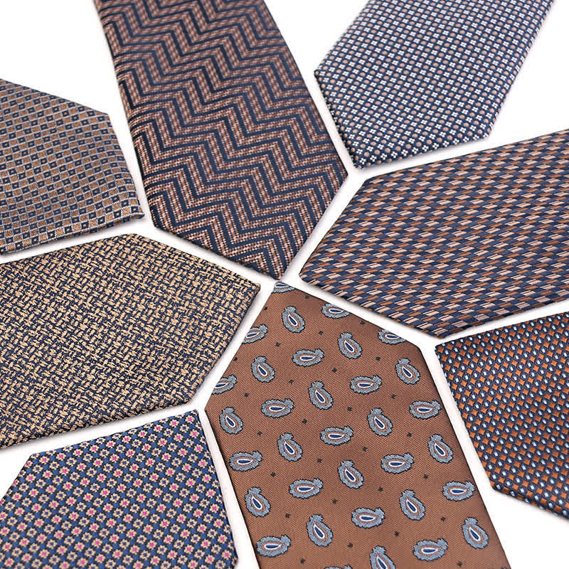 Men's Coffee Brown Series Micro Checks Necktie - Image 2
