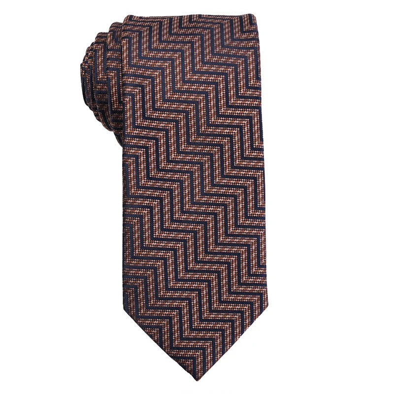 Men's Coffee Brown Series Micro Checks Necktie - Image 3