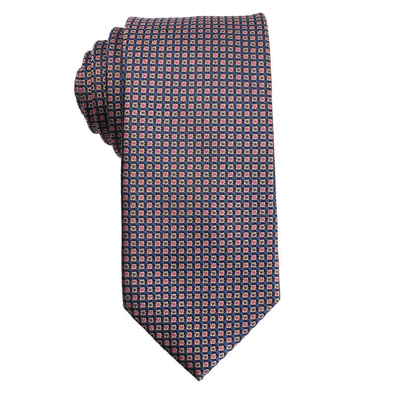 Men's Coffee Brown Series Micro Checks Necktie - Image 4