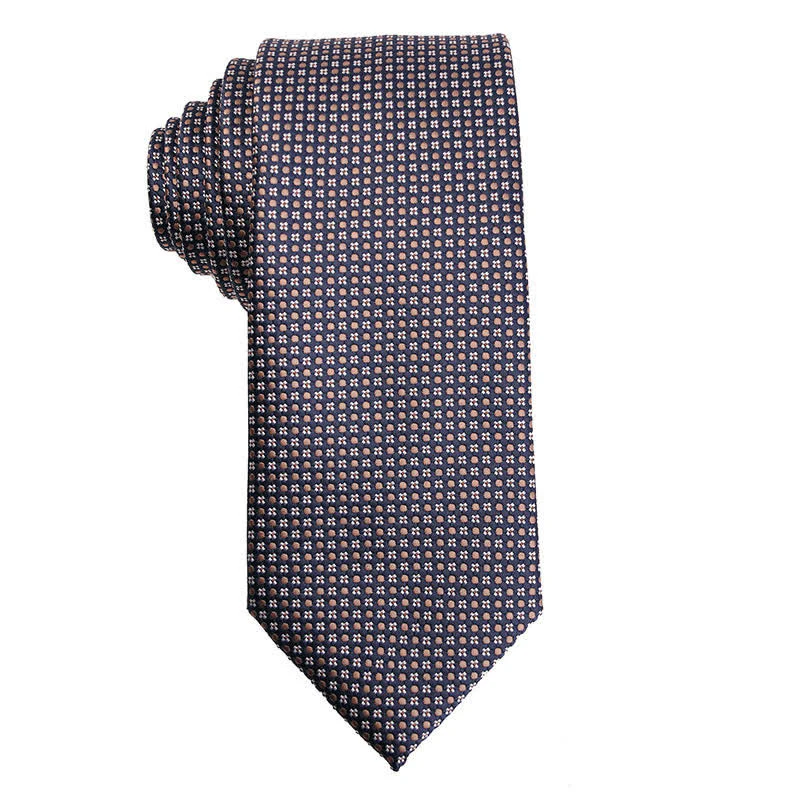 Men's Coffee Brown Series Micro Checks Necktie - Image 5