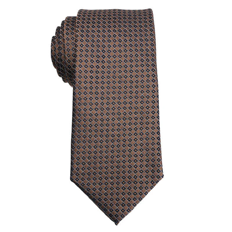 Men's Coffee Brown Series Micro Checks Necktie - Image 6