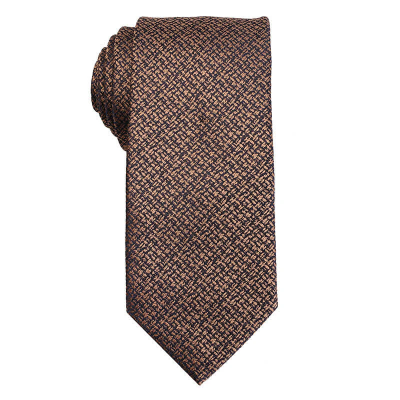 Men's Coffee Brown Series Micro Checks Necktie - Image 7