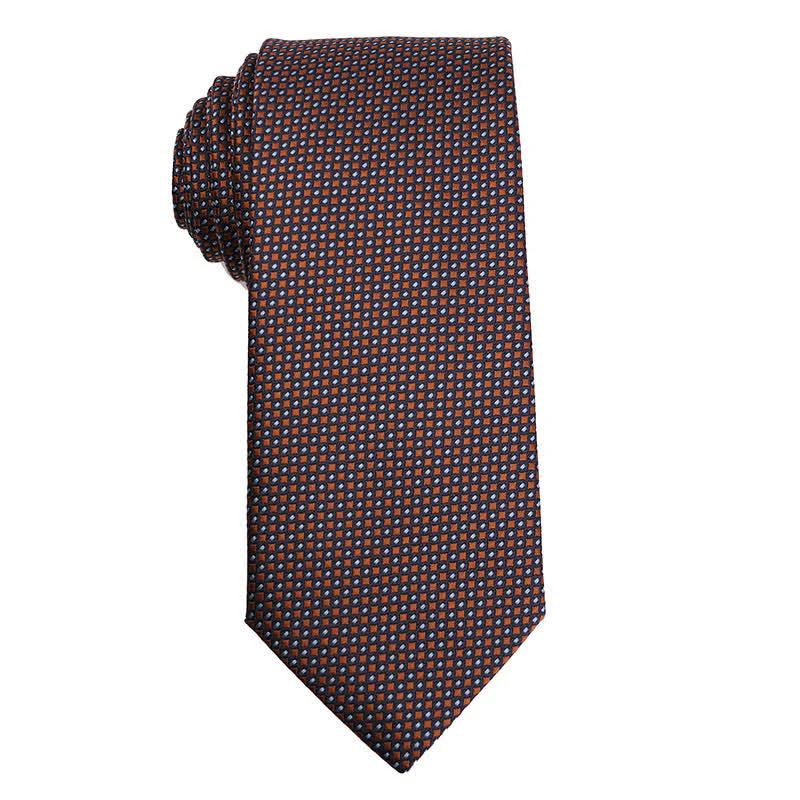 Men's Coffee Brown Series Micro Checks Necktie - Image 8