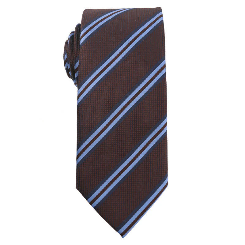 Men's Coffee Brown Series Paisley Striped Necktie - Image 9