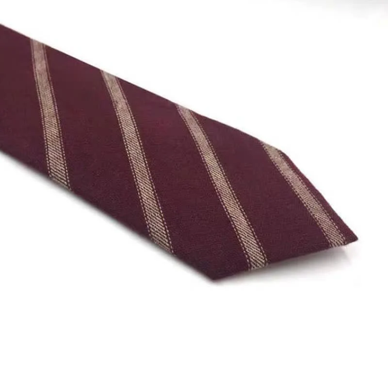 Men's Coffee-Colored Checkered Striped British Cotton Necktie - Image 12