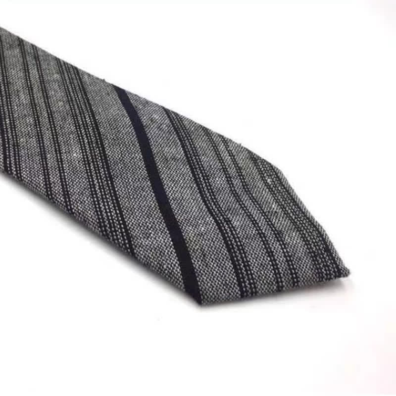 Men's Coffee-Colored Checkered Striped British Cotton Necktie - Image 14