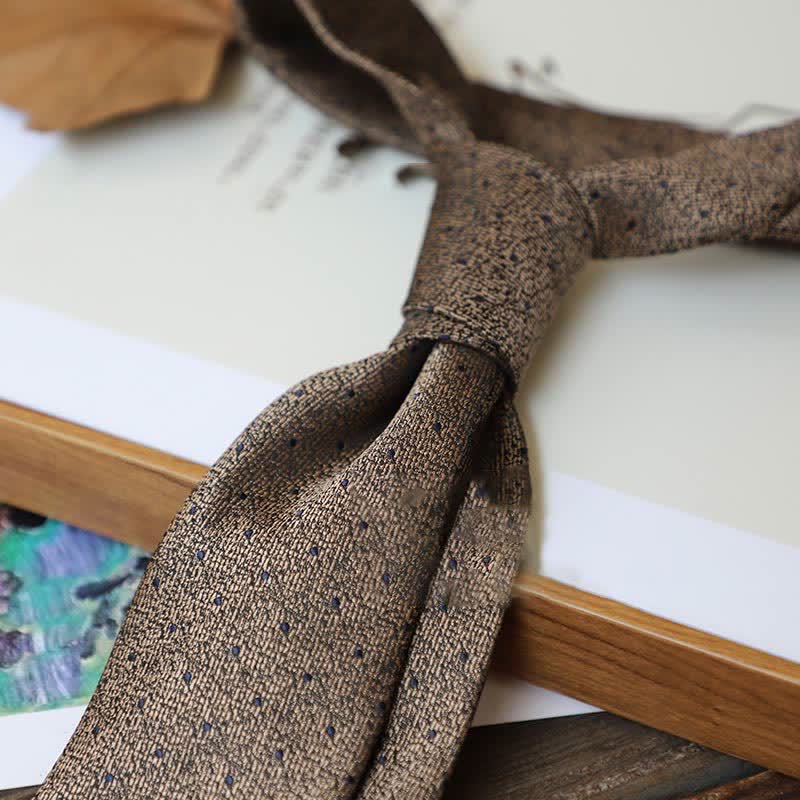 Men's Coffee Colors Series Striped Paisley Necktie - Image 10