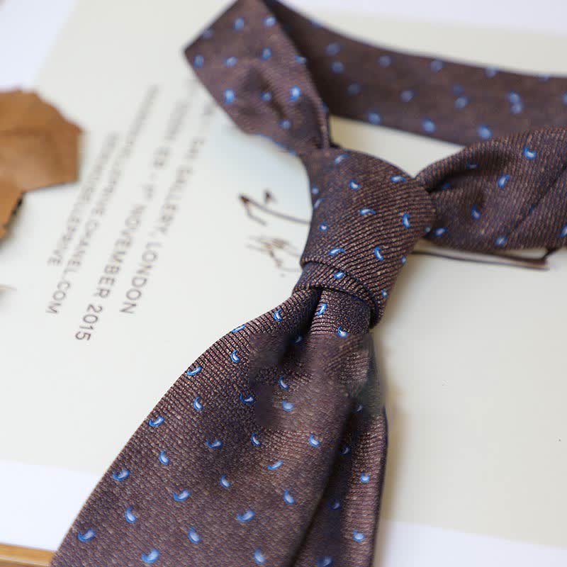 Men's Coffee Colors Series Striped Paisley Necktie - Image 12