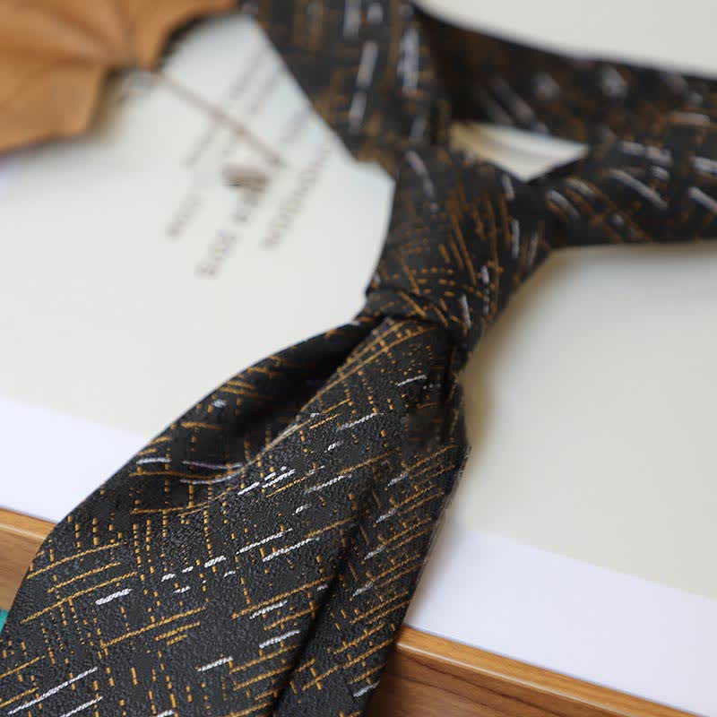 Men's Coffee Colors Series Striped Paisley Necktie - Image 20
